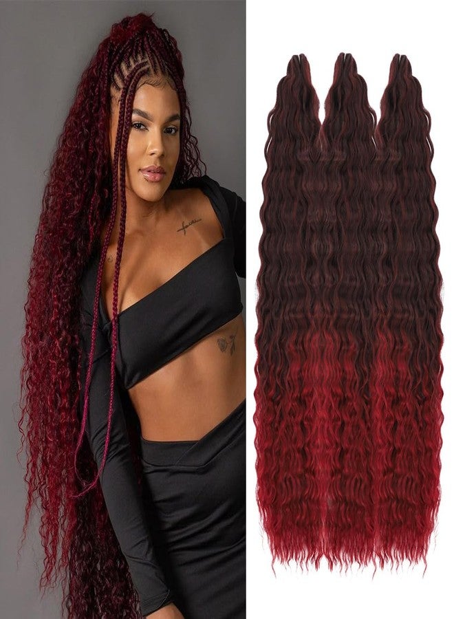 Felek Ocean Wave Crochet Hair 30inch 3 Packs Ombre Burgundy Color Long Water Wave Synthetic Deep Wavy Curly Crochet Braids Hair For Black Women （Mixed Black and Bug,T1B/BUG） - Image 1